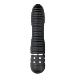 Easytoys Mini Vibe Collection Zwarte Geribbelde Vibrator Met Diamantjes
