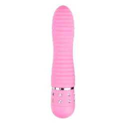 Easytoys Mini Vibe Collection Roze Geribbelde Mini Vibrator Met Diamantjes