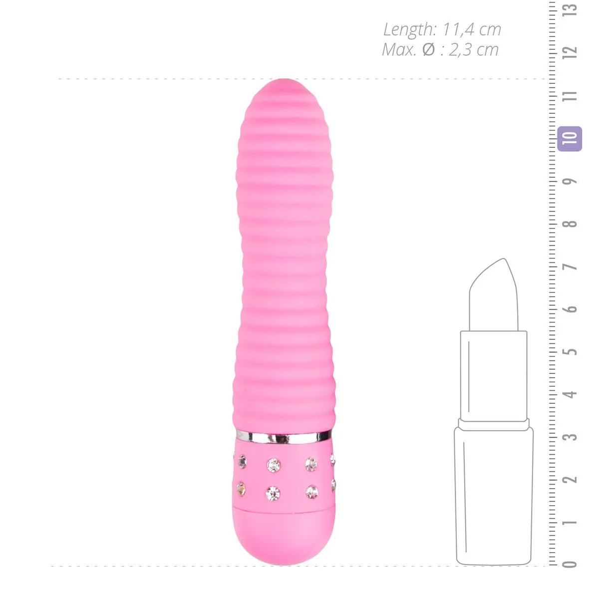 Easytoys Mini Vibe Collection Roze Geribbelde Mini Vibrator Met Diamantjes 6 Easytoys Mini Vibe Collection Roze Geribbelde Mini Vibrator Met Diamantjes - Afbeelding 4