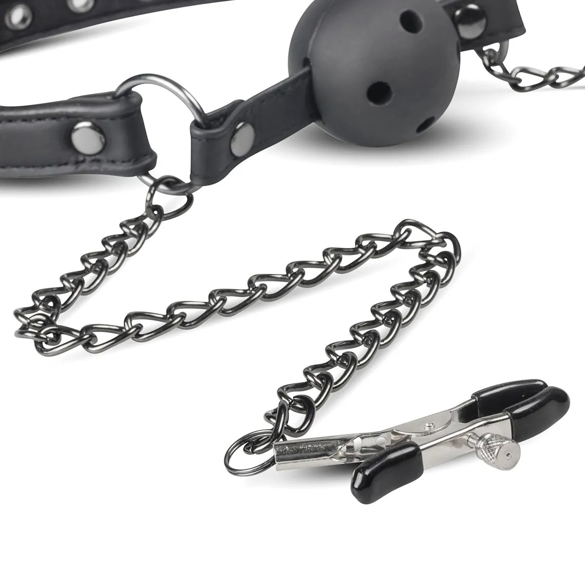 Easytoys Fetish Collection Open Ball Gag Met Tepelklemmen 4 Easytoys Fetish Collection Open Ball Gag Met Tepelklemmen - Afbeelding 2